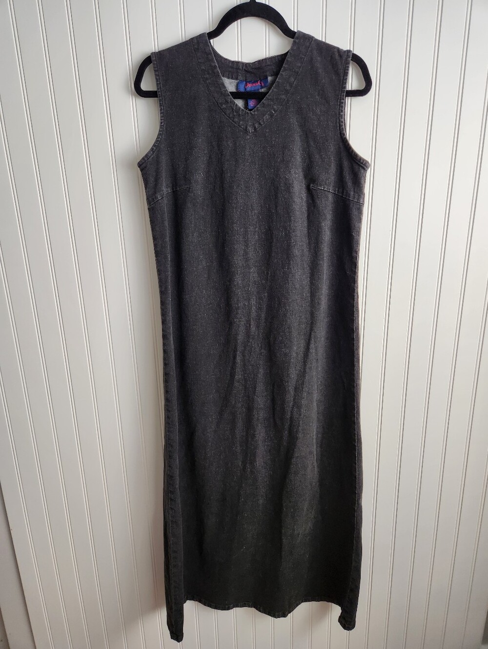 DEMIN & CO Black Cotton Blend Sleeveless Maxi Length Denim Dress Medium